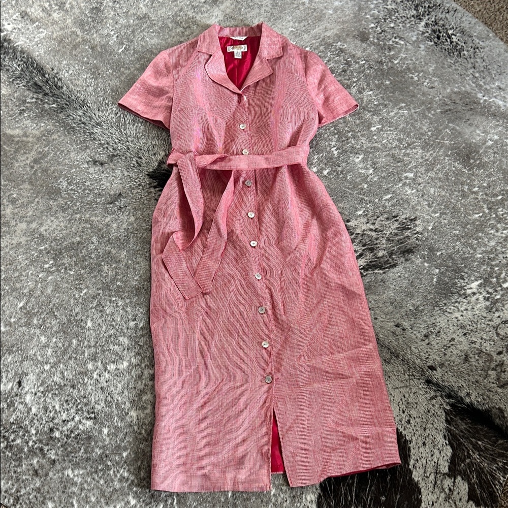Elegant Red Button-Down Dress